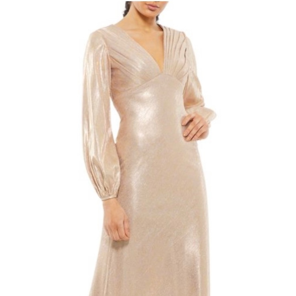 Rose Gold Metallic Mac Duggal Formal Gown - Picture 4 of 6
